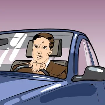 Driver car man road Stock Illustration