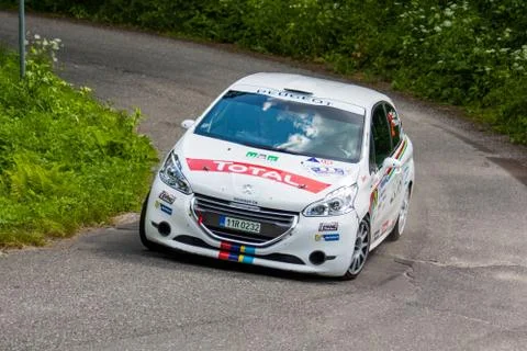 Driver Cerny J. and co driver Kohout P. in Peugeot 208 R2 Stock Photos