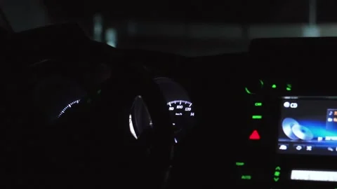 Driver changing gears and driving at night Stock Footage 286308950
