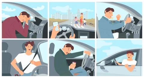 Driver character in car series Stock Illustration