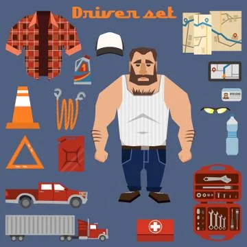 Driver character elements イラスト素材