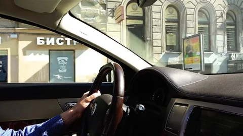 The driver controls the business-class car Stock Footage 72514658