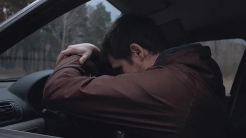 The driver is disappointed, can not start your car. Stock Footage 108156985