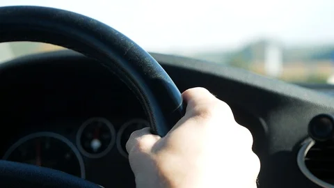 The driver drives car Stock Footage 87494132