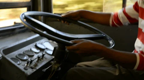 The driver drives the local bus in Nuwara Eliya Stock Footage 49809709