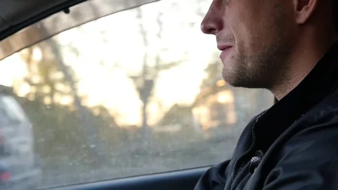 The driver is driving in bright sunshine on the road. slowmotion, HD, 1920x1080 Stock Footage 81714221