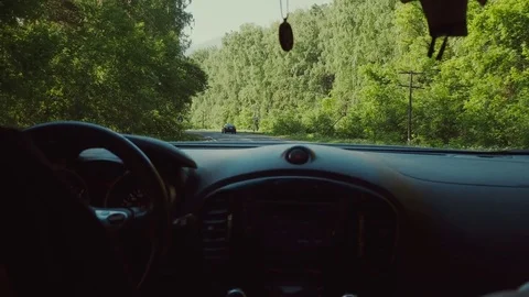 The driver is driving in the car from the inside Video stock 81213962