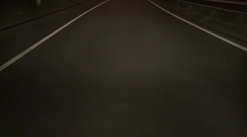 Driver Driving POV night, single lane, stop 30P Video stock 24319975