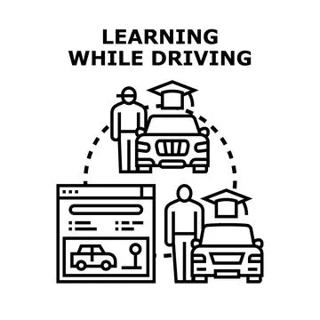 Driver education concept, learning driving skill online Stock Illustration