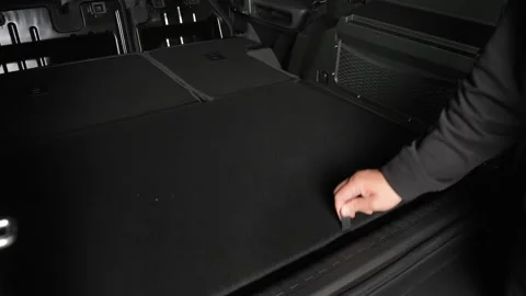  The driver examines the interior of a new car with a black interior. Stock Footage 278604029