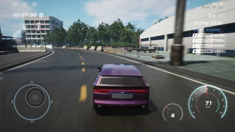 Driver Fails To Maintain Control And Loses In Racing Simulation Mobile Game Video stock 277647877