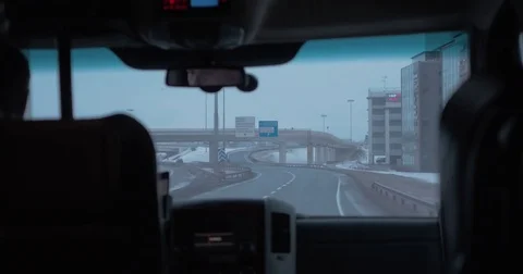 Driver following the pointer leading to airport Video stock 80224994