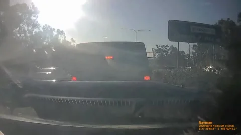 Driver Gets Cut Off In Traffic, Calamvale, Brisbane, Queensland, Australia - 16  Vídeo Stock 246084830