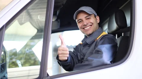 Driver giving thumbs up Stock Footage 96099269