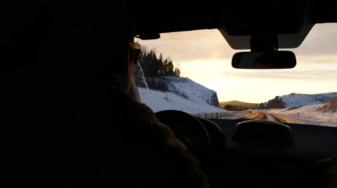 The driver goes toward sunrise Stock Footage 60757889