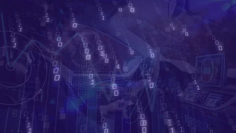 Driver gripping wheel on car startup launching binary overlays displaying Stock Footage 310637971
