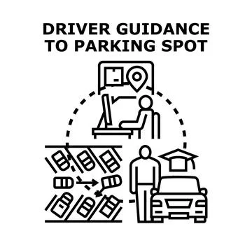 Driver guidance to parking spot vector concept Stock Illustration