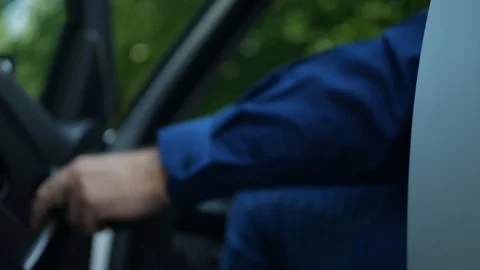 Driver Hand Opening with Car Key Automobile Door Stock Footage 122167816