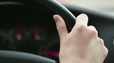 Driver Hand on a Steering Wheel Stock-Footage 55789694
