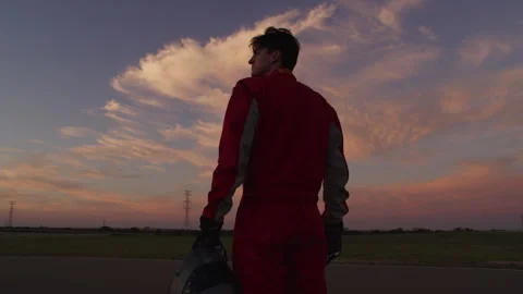 Driver with a Helmet looking left Stock-Footage 264381072