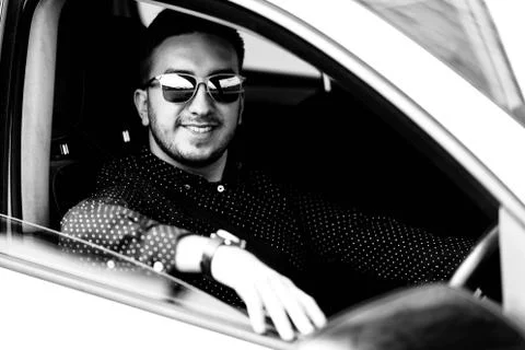 Driver in His Car Stock Photos