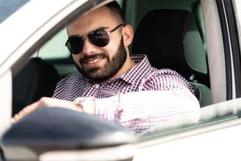 Driver in His Car Stock Photos
