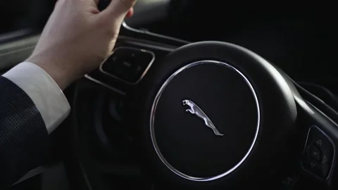 Driver holds the steering wheel Stock Footage 147753105