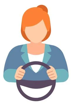 Driver icon. Female car operator. Flat driving person イラスト素材
