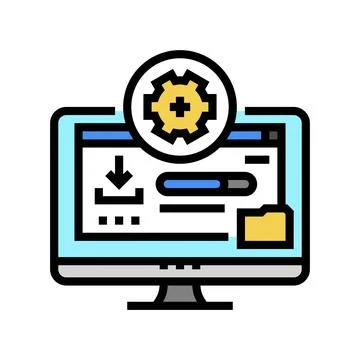 Driver installation repair computer color icon vector illustration Illustrazione stock