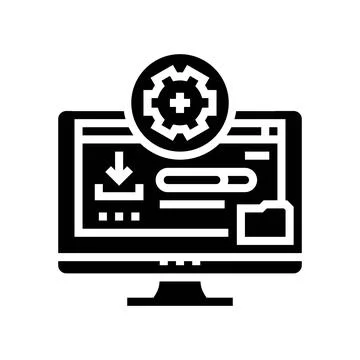 Driver installation repair computer glyph icon vector illustration Illustrazione stock