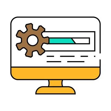 Driver installation repair computer icon color illustration Illustrazione stock