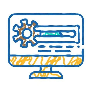 Driver installation repair computer icon doodle illustration Illustrazione stock