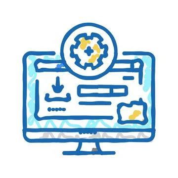 Driver installation repair computer icon doodle illustration 스톡 일러스트