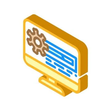 Driver installation repair computer isometric icon vector illustration Stock Illustration