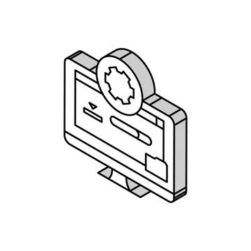Driver installation repair computer isometric icon vector illustration Stock Illustration