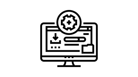 Driver installation repair computer line icon animation Stock Footage 326132431