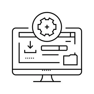 Driver installation repair computer line icon vector illustration Stock Illustration