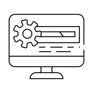 Driver installation repair computer line icon vector illustration Illustrazione stock
