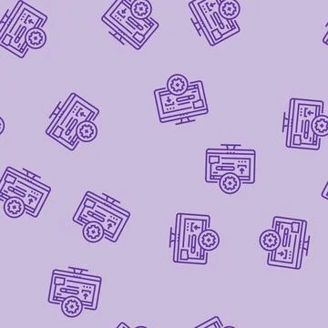 Driver installation repair computer line seamless pattern 스톡 일러스트