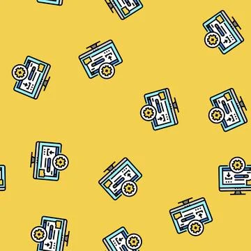 Driver installation repair computer vector seamless pattern イラスト素材
