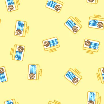 Driver installation repair computer vector seamless pattern 스톡 일러스트