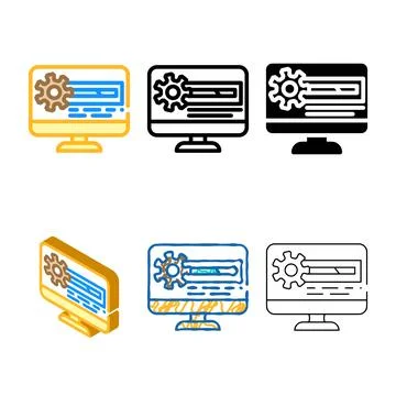 Driver installation repair diversity computer color icon vector イラスト素材