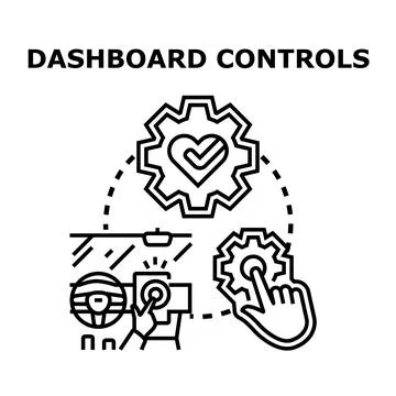 Driver interacting car dashboard control panel system Stock Illustration