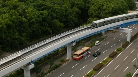 The driver-less train in Kobe city, Japan. Stock Footage 138490620