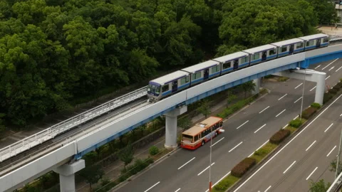 The driver-less train in Kobe city, Japan. Stock Footage 144905583