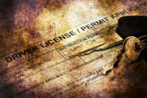 Driver license application grunge concept Stock Illustration