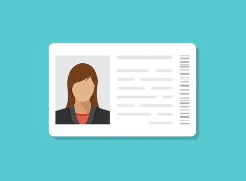 Driver license icon in flat style. Identification document vector illustrat.. Stock Illustration