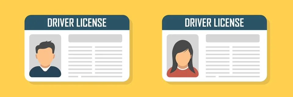 Driver license icon in flat style. Identification document vector illustrat.. Illustrazione stock
