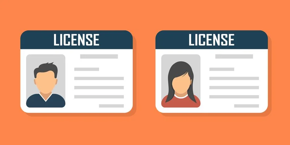 Driver license icon in flat style. Identification document vector illustrat.. Illustrazione stock