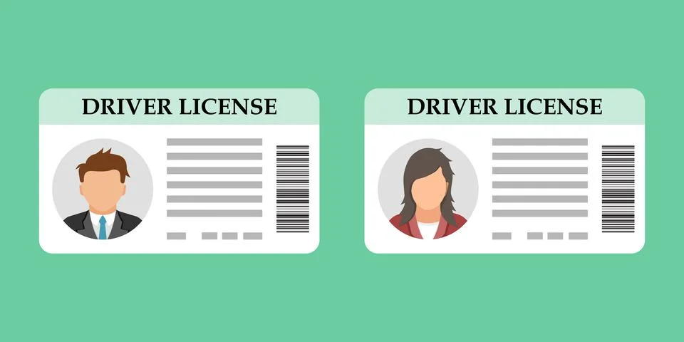 Driver license icon in flat style. Identification document vector illustrat.. Stock Illustration